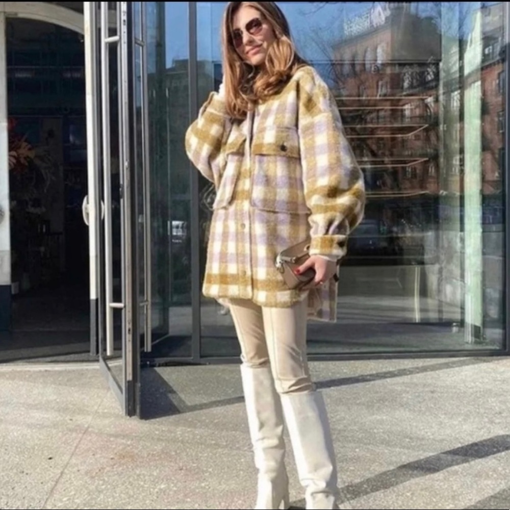 Zara Plaid Wool Blend Flannel Jacket